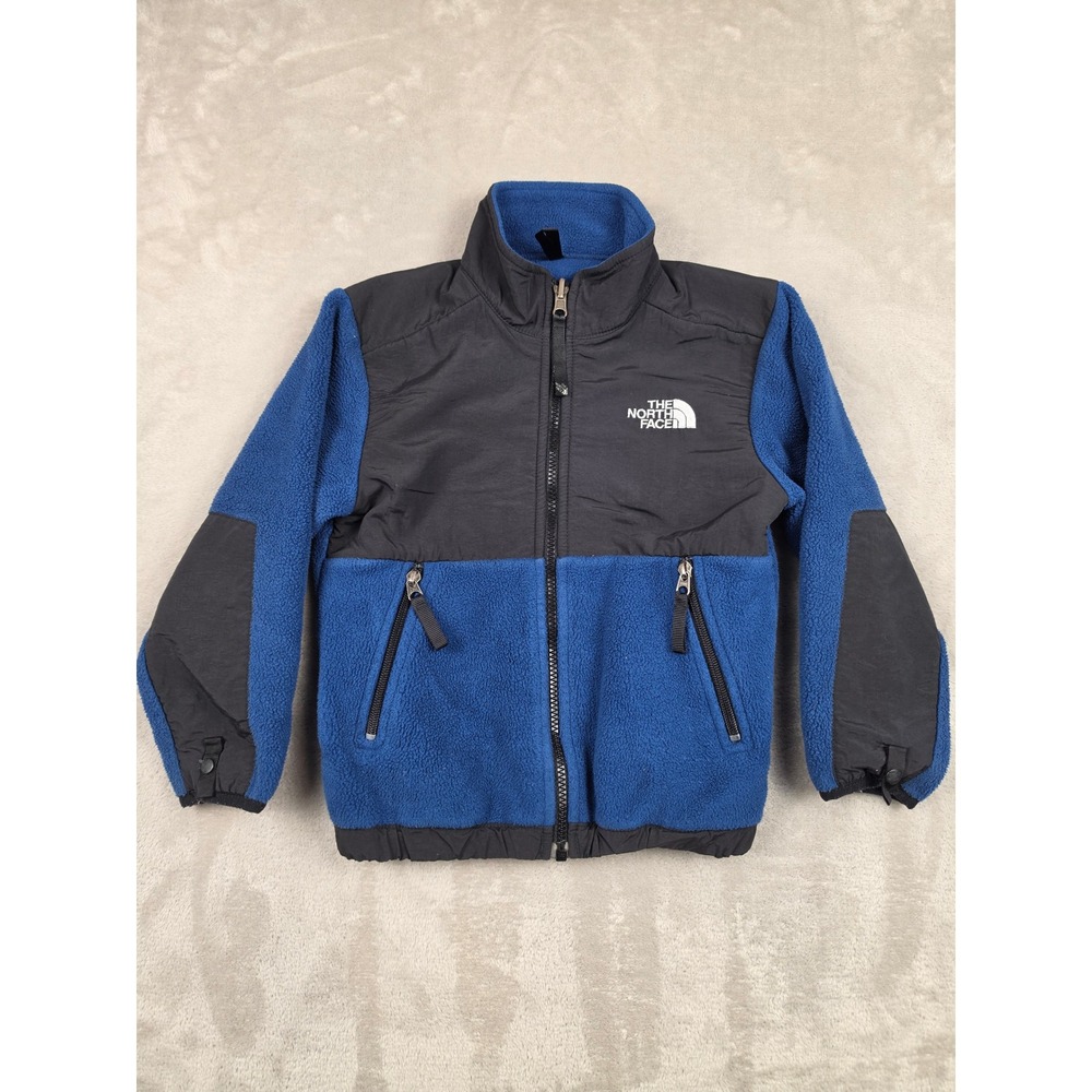 The North Face Denali Jacket Boys XS Blue Black Fleece Polartec Full Zip